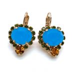 Mariana Earrings Turquoise & Orange Austrian Crystals Kokomo Songbook Coll.