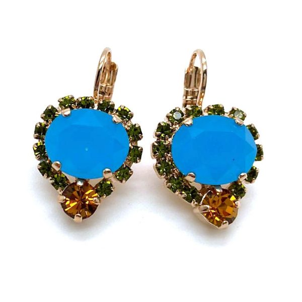 Mariana Earrings Turquoise & Orange Austrian Crystals Kokomo Songbook Coll.