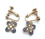 Mariana Earrings Flower Shades of Purple & White Crystal Swarovski Purple Rain Cocktail Hour Coll. - Image 3