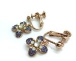Mariana Earrings Flower Shades of Purple & White Crystal Swarovski Purple Rain Cocktail Hour Coll.