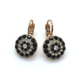 Mariana Earrings Fashionable Round Black & Clear Austrian Crystals Checkmate Cocktail Hour Coll. - Image 2