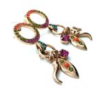 Earrings By Mariana Woman Drop Orange and Purple Swarovski Crystals - Image 2