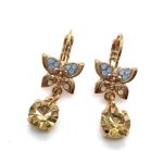 Mariana Earrings Precious Butterfly Shape & Golden Shadow Austrian Crystal Rhapsody Odyssey Coll.
