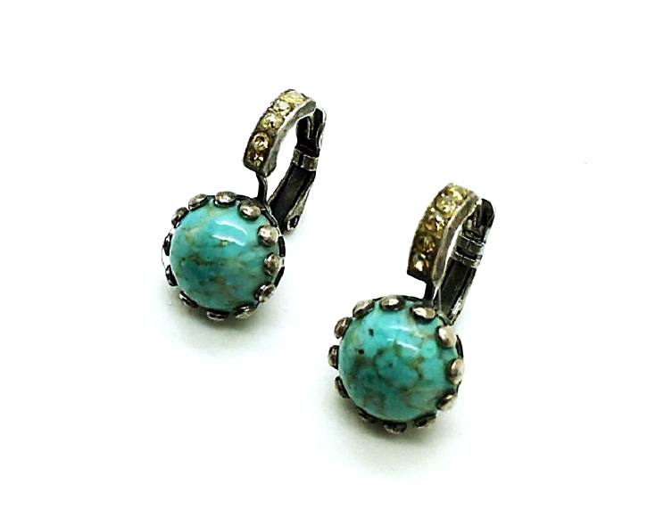 E-1160-M59-SP (3) Mariana Earrings Turquoise Mineral & Yellow Swarovski Crystal My Treasures Coll. - Image 1