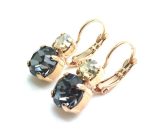 Mariana Earrings Gorgeous Black Diamond & Golden Shadow Crystal Swarovski Adeline Odyssey Coll.