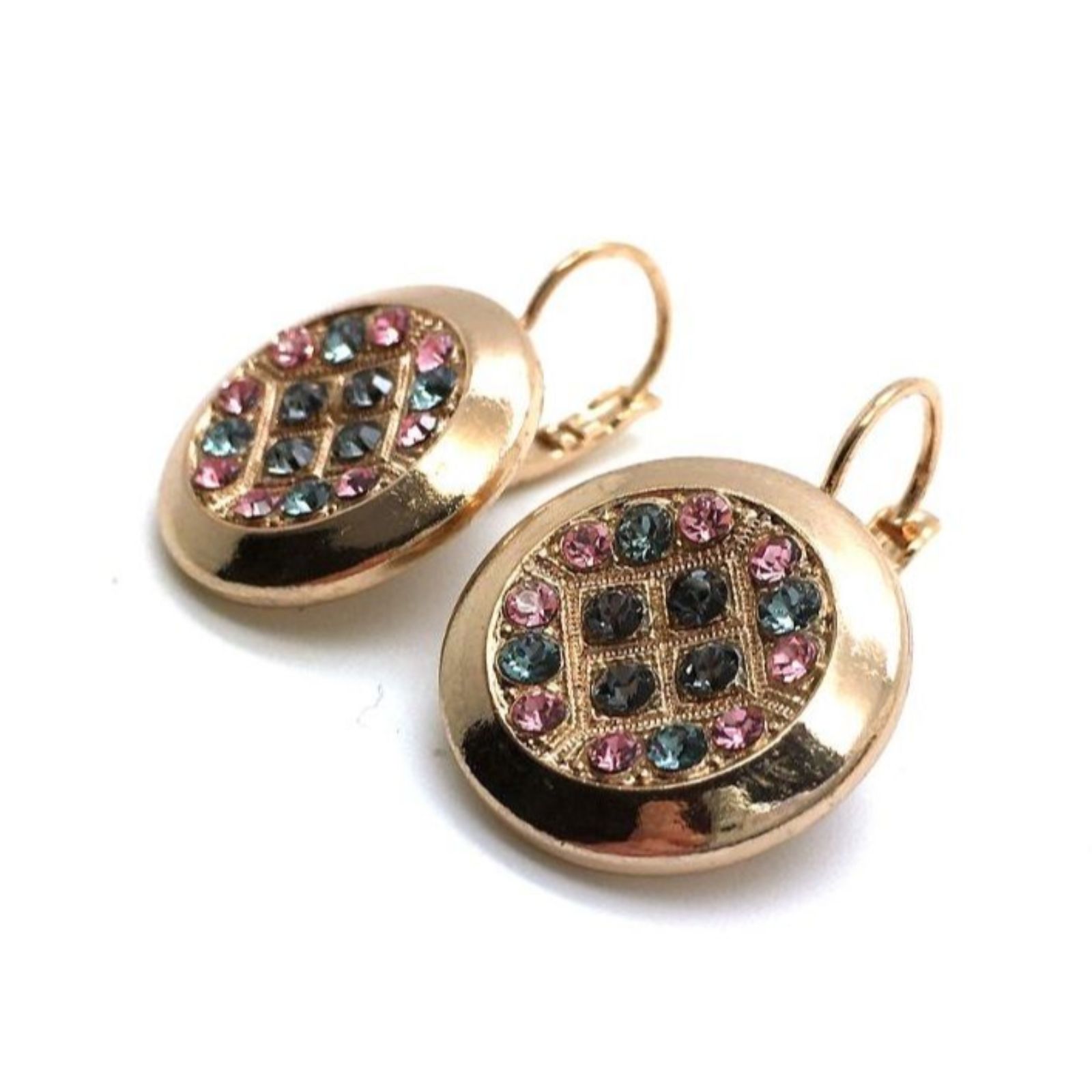 E-1249-2-1083-RG6 (3) Mariana Earrings Stunning Round Crystal Swarovski Madagascar Africa Coll. - Image 1