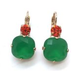 Mariana Earrings Beautiful Round Drop Green & Orange Crystal Swarovski My Treasures Coll.