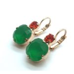 Mariana Earrings Beautiful Round Drop Green & Orange Crystal Swarovski My Treasures Coll. - Image 2
