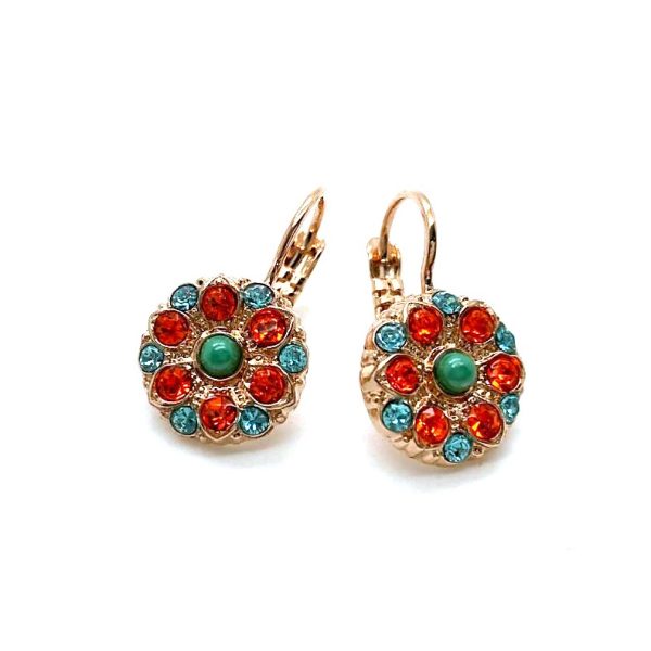 Mariana Earrings Beautiful Flower Orange and Blue Crystals Serengeti Africa coll.