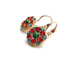Mariana Earrings Beautiful Flower Orange and Blue Crystals Serengeti Africa coll. - Image 2