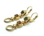 Mariana Earrings Triple Tier Strand Olive Green & Orange Austrian Crystals Winter Wonderland Holiday Lights Coll. - Image 2