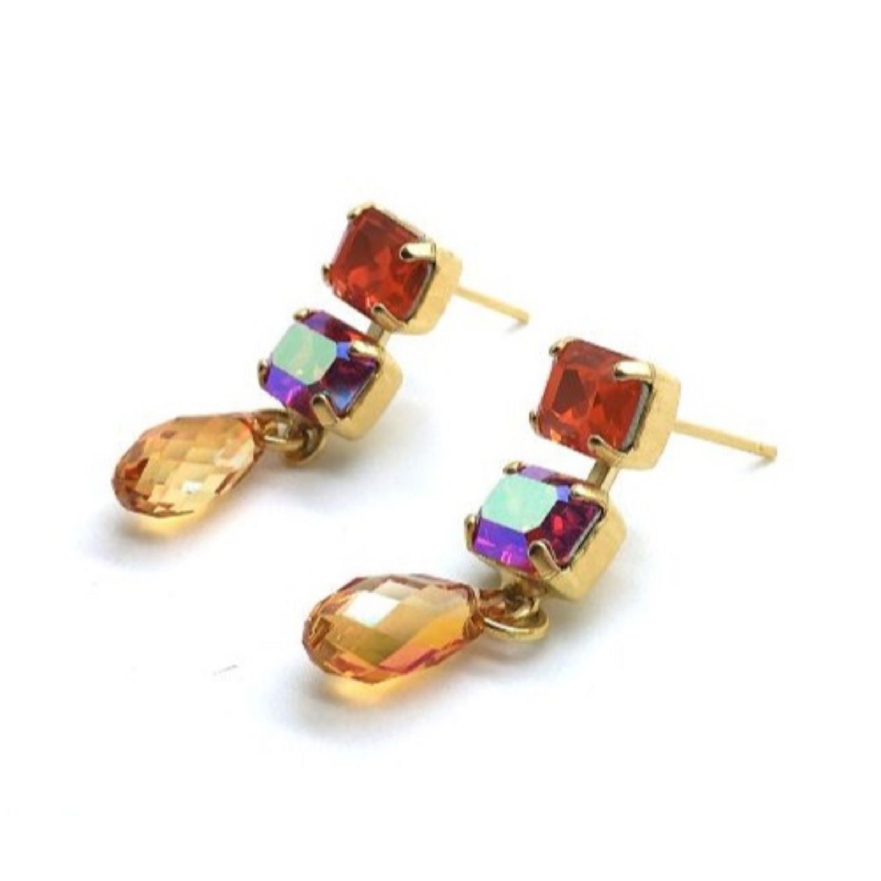 E-1431-1-1075-MY (3) Mariana Earrings Multi Tier Tear Drop Austrian Crystals Lady Marmalade Songbook Coll. - Image 1