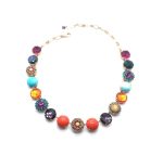 Mariana Rich Necklace Turquoise Mineral & Orange,Purple and Blue Masai Africa Coll.