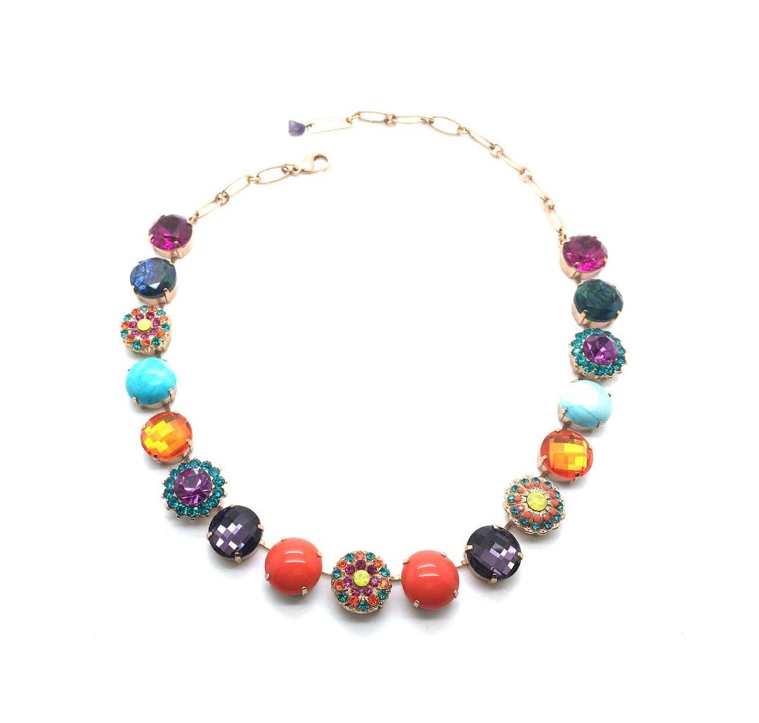 N-3195-M1077-RG (1) Mariana Rich Necklace Turquoise Mineral & Orange,Purple and Blue Masai Africa Coll. - Image 1