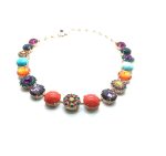 Mariana Rich Necklace Turquoise Mineral & Orange,Purple and Blue Masai Africa Coll. - Image 2