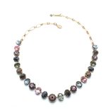 Mariana Necklace Snowflake Obsidian & Rose, Silver Austrian Crystals Serengeti Africa Coll.