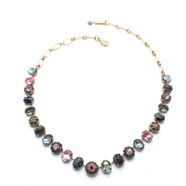 Mariana Necklace Snowflake Obsidian & Rose, Silver Austrian Crystals Serengeti Africa Coll.