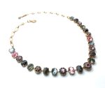 Mariana Necklace Snowflake Obsidian & Rose, Silver Austrian Crystals Serengeti Africa Coll. - Image 3