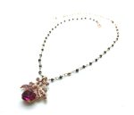 Mariana Pendant Necklace Charming Flower Shape Pendant & Ruby Mineral My Treasures Coll.