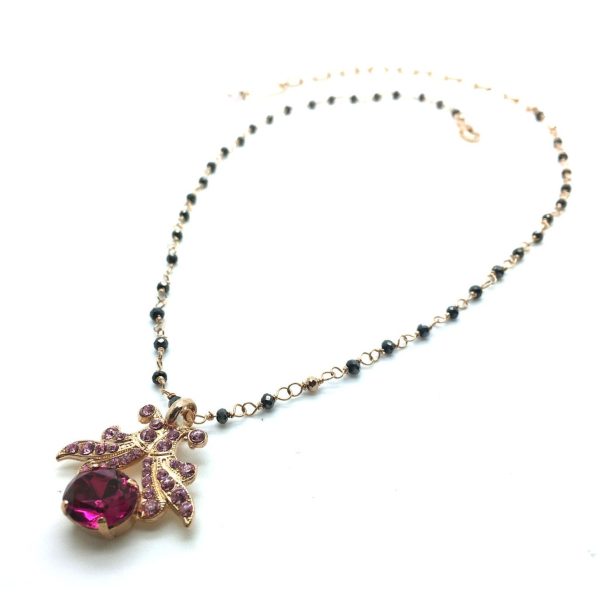 Mariana Pendant Necklace Charming Flower Shape Pendant & Ruby Mineral My Treasures Coll.
