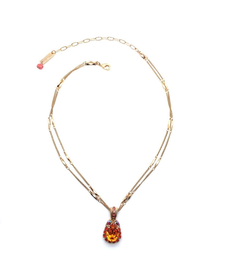 N-5032-5-1047-RG (1) Necklace Pendant By Mariana Woman Pair Shape Orange Swarovski Crystals - Image 1