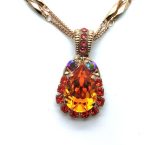 Necklace Pendant By Mariana Woman Pair Shape Orange Swarovski Crystals - Image 2
