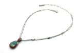 Necklace Pendant By Mariana Woman Pair Shape Apple Green and Red Swarovski Crystals - Image 3