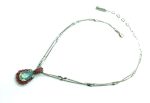Necklace Pendant By Mariana Woman Pair Shape Apple Green and Red Swarovski Crystals - Image 2