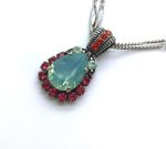 Necklace Pendant By Mariana Woman Pair Shape Apple Green and Red Swarovski Crystals
