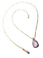 Necklace Pendant By Mariana Songbook Coll. Pair Shape Rose and Blue Swarovski Crystals