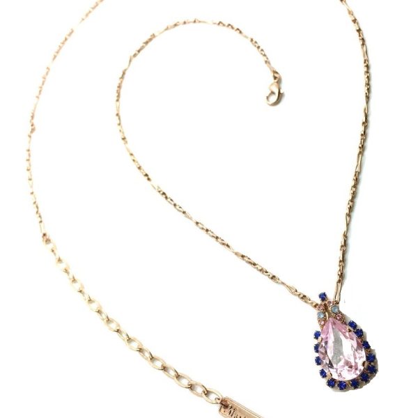 Necklace Pendant By Mariana Songbook Coll. Pair Shape Rose and Blue Swarovski Crystals