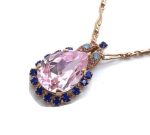 Necklace Pendant By Mariana Songbook Coll. Pair Shape Rose and Blue Swarovski Crystals - Image 2