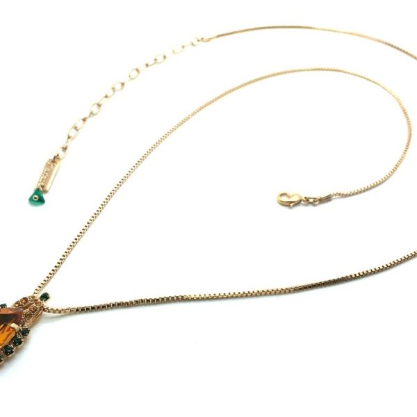 Mariana Necklace Pendant Pair Shape Topaz & Emerald Crystal Swarovski My Treasures Coll.