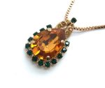 Mariana Necklace Pendant Pair Shape Topaz & Emerald Crystal Swarovski My Treasures Coll. - Image 2