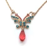Mariana Necklace Fashionable Butterfly Shape & Tear Drop Crystal Swarovski Bird Of Paradise Botanica Coll.