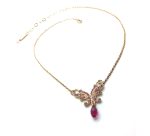 Mariana Necklace Darling Fuchsia Tear Drop Crystal Swarovski Saba Caribbean Life Coll.