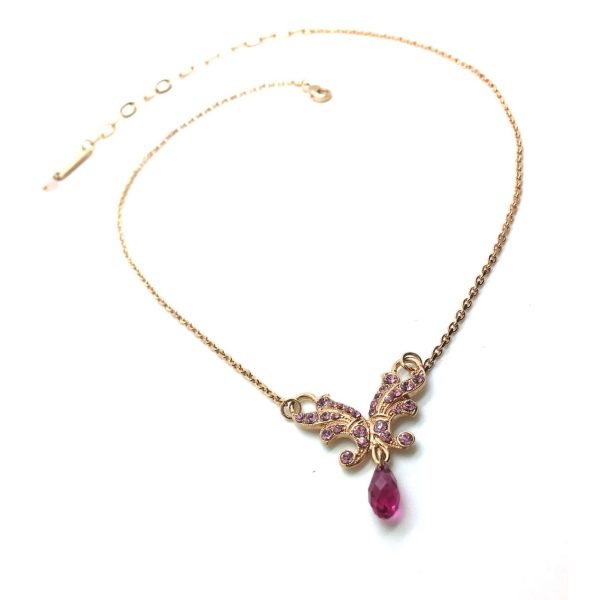 Mariana Necklace Darling Fuchsia Tear Drop Crystal Swarovski Saba Caribbean Life Coll.