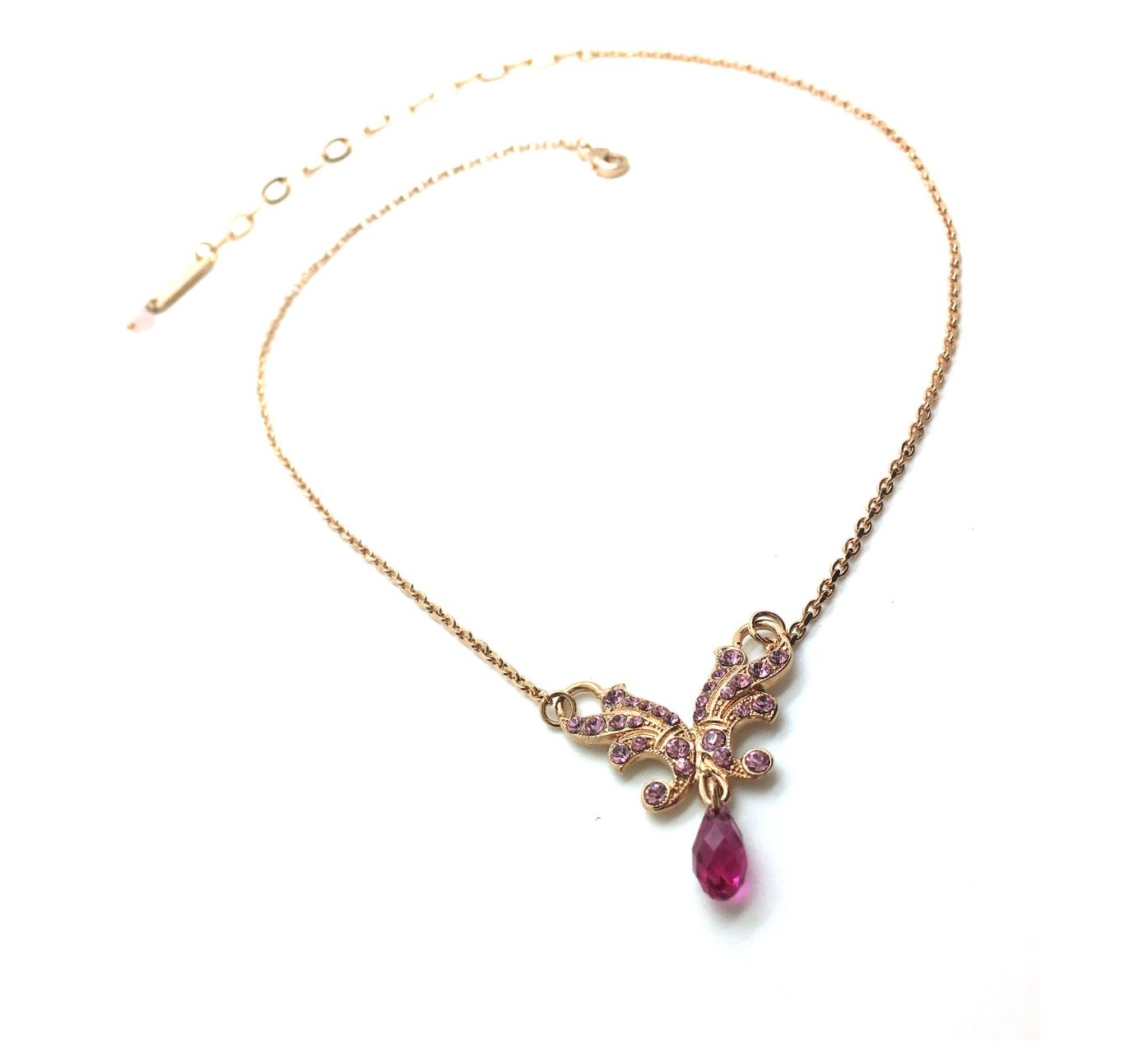 N-5184-2-5022-RG (1) Mariana Necklace Darling Fuchsia Tear Drop Crystal Swarovski Saba Caribbean Life Coll. - Image 1
