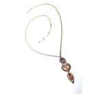 Mariana Necklace Drop Beautiful Rose & Silver Austrian Crystals Madagascar Africa Coll. - Image 3