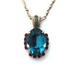 Necklace Pendant By Mariana Woman Oval Indicolite and Purple Swarovski Crystals