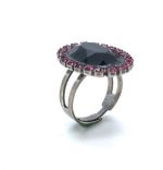Ring By Mariana Woman Perfect Oval Shape Rose and Jet Swarovski Crystals - Image 3