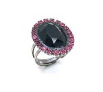 Ring By Mariana Woman Perfect Oval Shape Rose and Jet Swarovski Crystals - Image 2