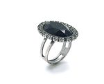 Ring By Mariana Woman Oval Black Diamond and Jet Swarovski Crystals - Image 3