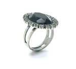 Ring By Mariana Woman Oval Black Diamond and Jet Swarovski Crystals