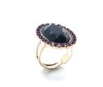 Mariana Ring Oval Shape Black Diamond & Purple Crystal Swarovski My Treasures Coll.