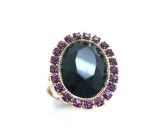 Mariana Ring Oval Shape Black Diamond & Purple Crystal Swarovski My Treasures Coll. - Image 2