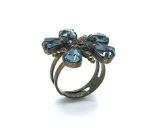 Mariana Ring Flower Shape Capri Blue & Khaki Austrian Crystals My Treasures Coll. - Image 3