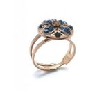 Ring By Mariana Woman Capri Blue and Smoked Topaz Swarovski Crystals
