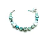 Mariana Bracelet Turquoise Mineral & Opal,Peridot Austrian Crystals Athena Caribbean Life Coll. Silver Plated