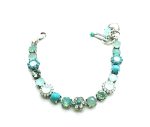 Mariana Bracelet Turquoise Mineral & Opal,Peridot Austrian Crystals Athena Caribbean Life Coll. Silver Plated - Image 2